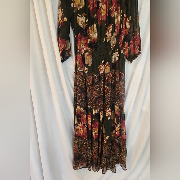 Figueroa & Flower Green/Pink Floral Maxi Loose Fit Dress Size M - Picture 5 of 10